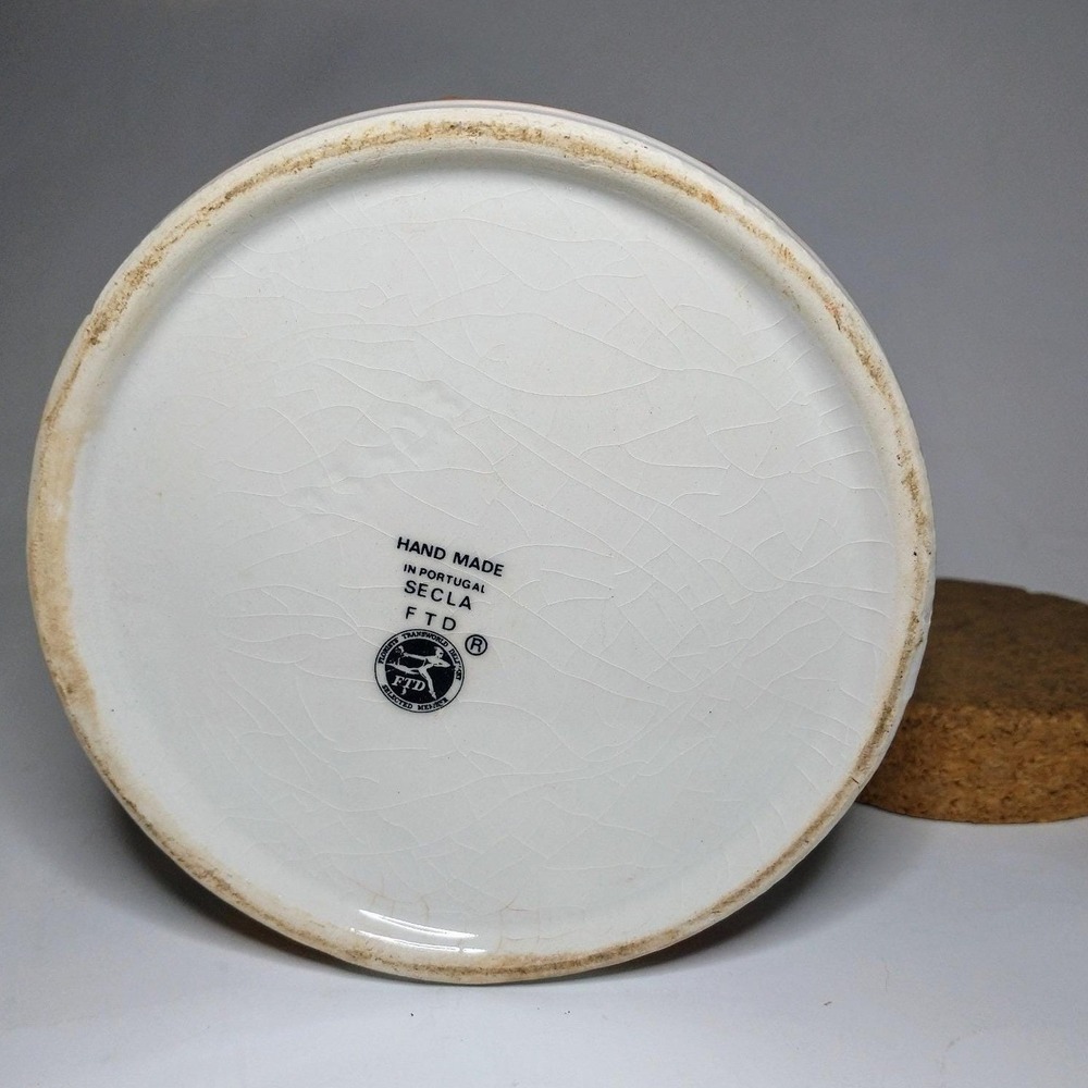 VTG FTD Secla Portugal Ceramic Floral Canister Cork Lid Conversion Chart 7035 - Picture 7 of 7